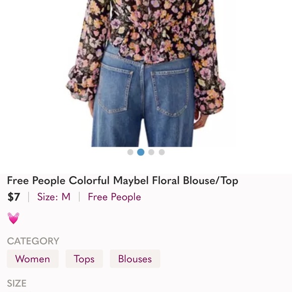 FREE PEOPLE Maybel Boho Floral Tie Front Top Size Medium - Picture 5 of 13
